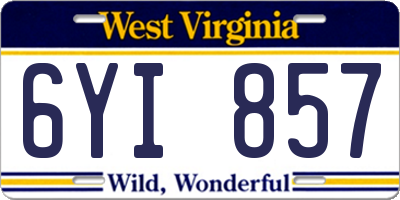 WV license plate 6YI857