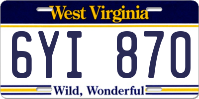 WV license plate 6YI870