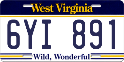 WV license plate 6YI891
