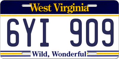 WV license plate 6YI909