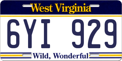 WV license plate 6YI929