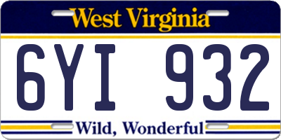 WV license plate 6YI932