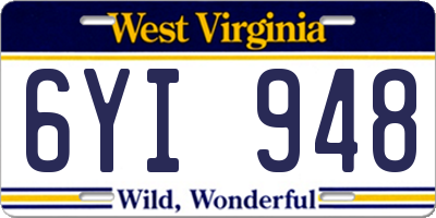 WV license plate 6YI948