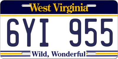 WV license plate 6YI955