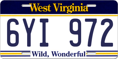 WV license plate 6YI972