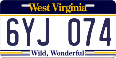 WV license plate 6YJ074