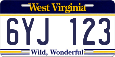 WV license plate 6YJ123