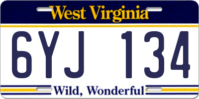 WV license plate 6YJ134