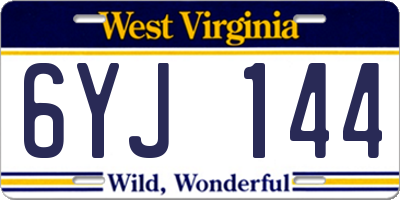 WV license plate 6YJ144
