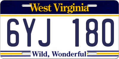 WV license plate 6YJ180
