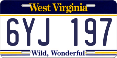 WV license plate 6YJ197
