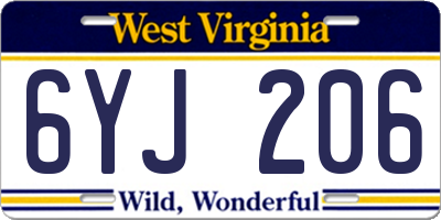 WV license plate 6YJ206