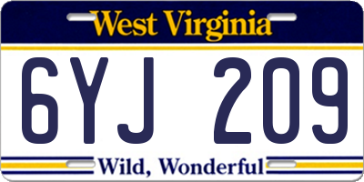 WV license plate 6YJ209