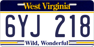 WV license plate 6YJ218