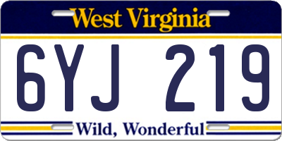 WV license plate 6YJ219