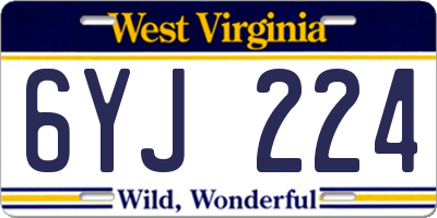 WV license plate 6YJ224