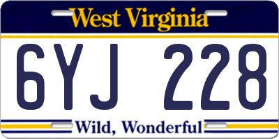 WV license plate 6YJ228