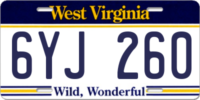 WV license plate 6YJ260