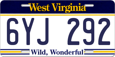 WV license plate 6YJ292
