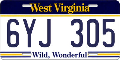 WV license plate 6YJ305