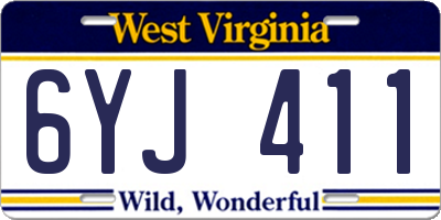 WV license plate 6YJ411