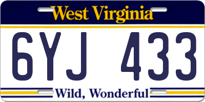 WV license plate 6YJ433