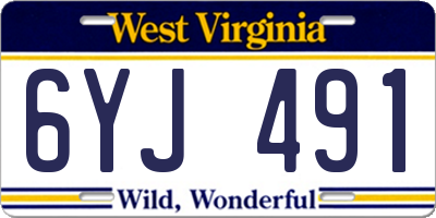 WV license plate 6YJ491
