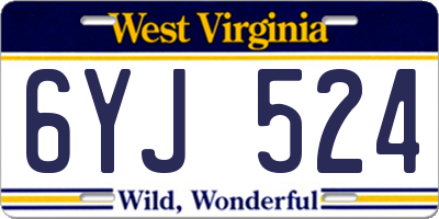 WV license plate 6YJ524
