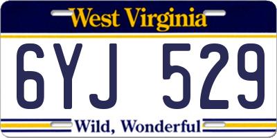 WV license plate 6YJ529