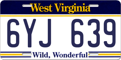 WV license plate 6YJ639