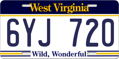 WV license plate 6YJ720
