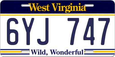 WV license plate 6YJ747