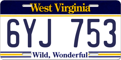 WV license plate 6YJ753