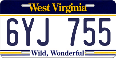 WV license plate 6YJ755