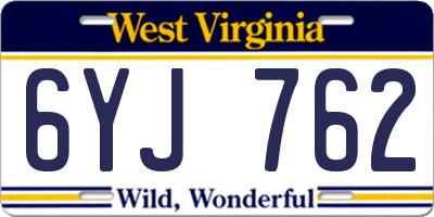 WV license plate 6YJ762
