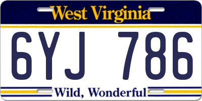 WV license plate 6YJ786