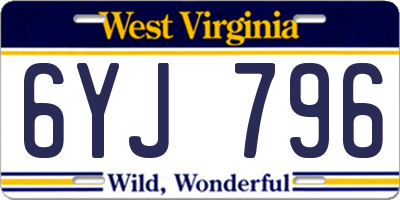WV license plate 6YJ796