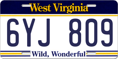 WV license plate 6YJ809