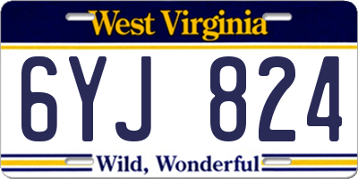 WV license plate 6YJ824