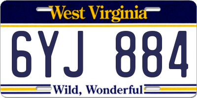 WV license plate 6YJ884