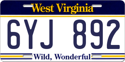 WV license plate 6YJ892