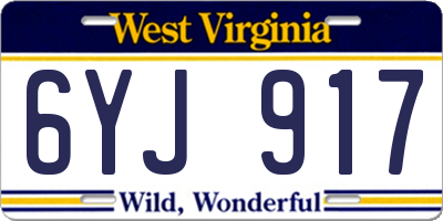 WV license plate 6YJ917