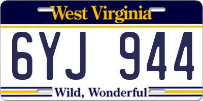 WV license plate 6YJ944