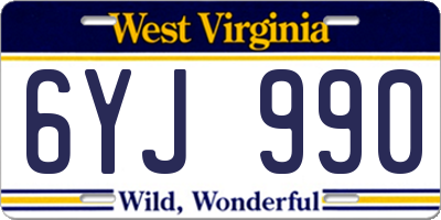 WV license plate 6YJ990