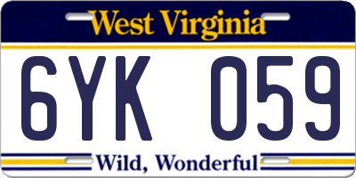 WV license plate 6YK059