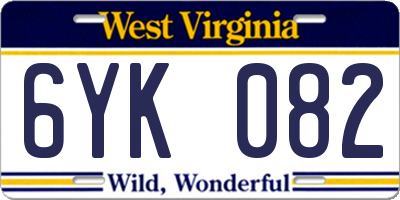WV license plate 6YK082