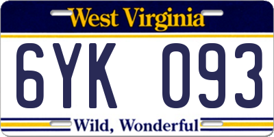 WV license plate 6YK093