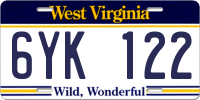WV license plate 6YK122