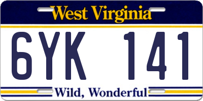 WV license plate 6YK141