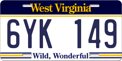 WV license plate 6YK149